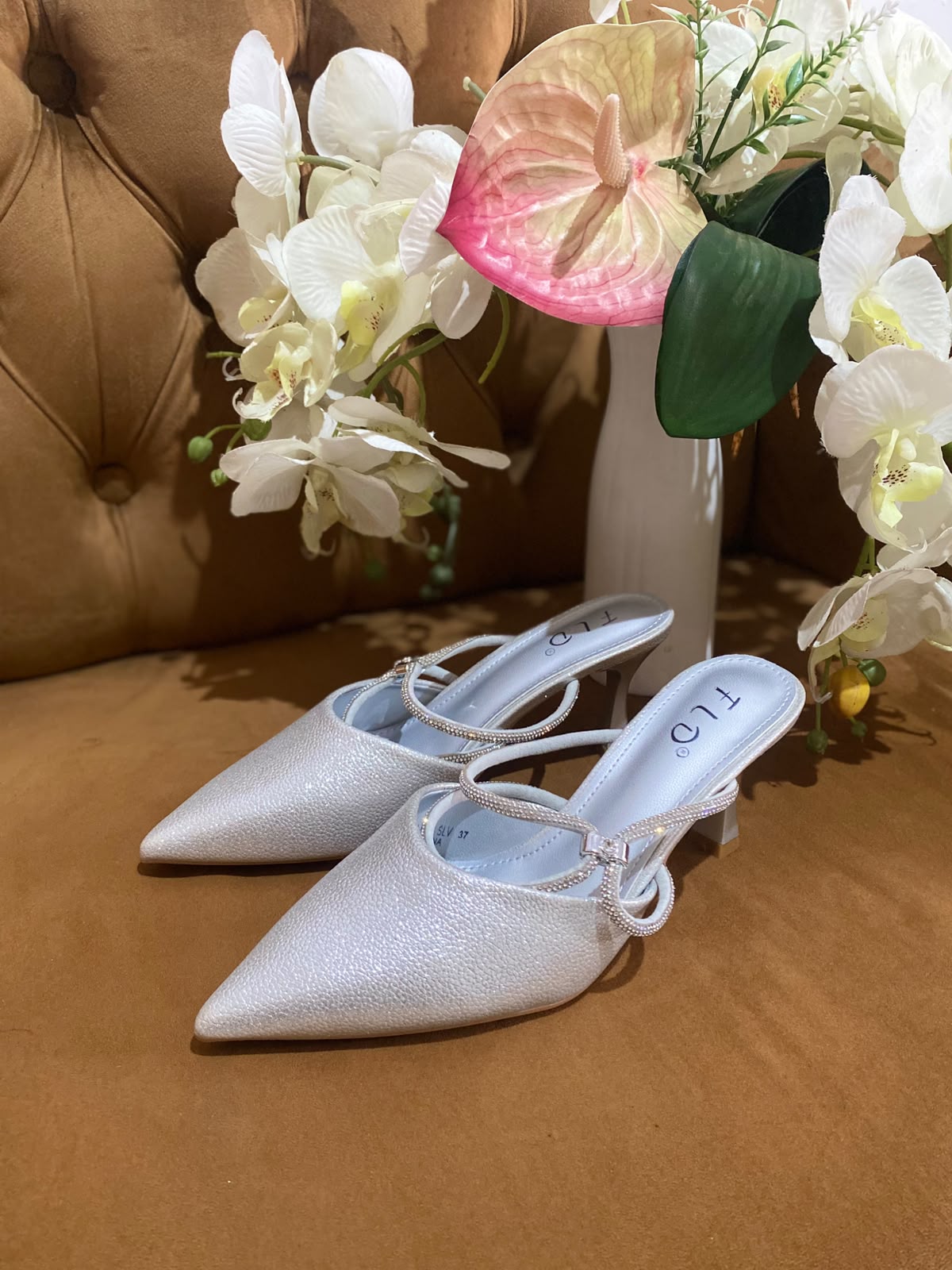 Heels FLD 04 Silver Slip On