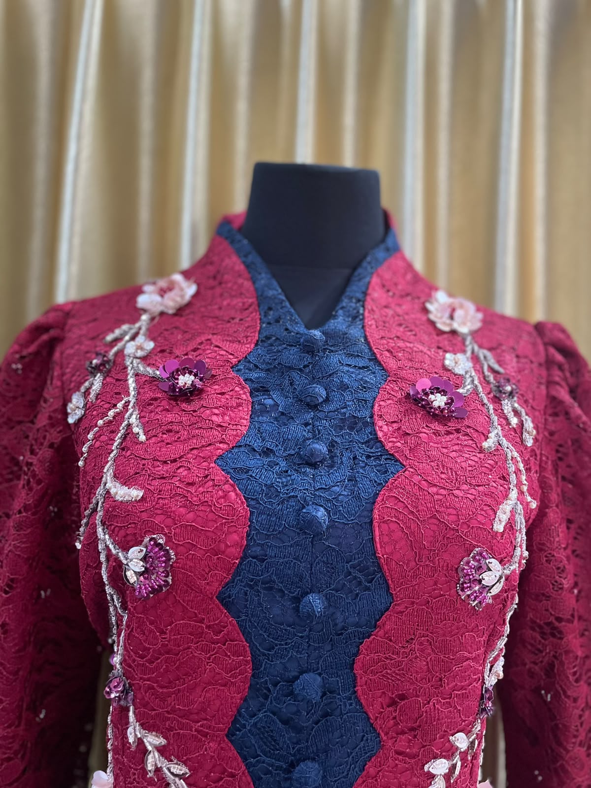 Kebaya Mix Maroon-Navy Premium