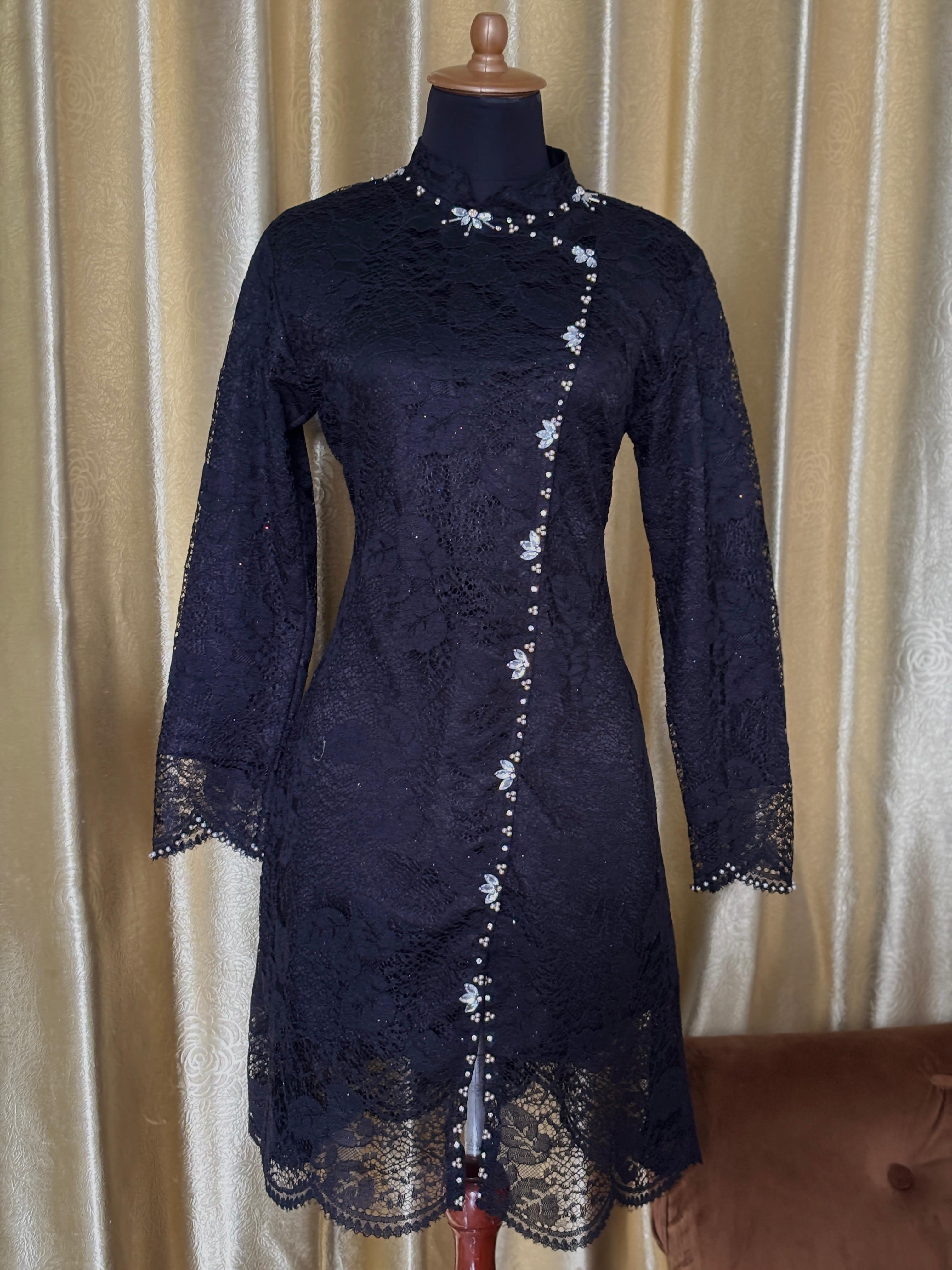 Kebaya Tunik Brokat Janggan Hitam