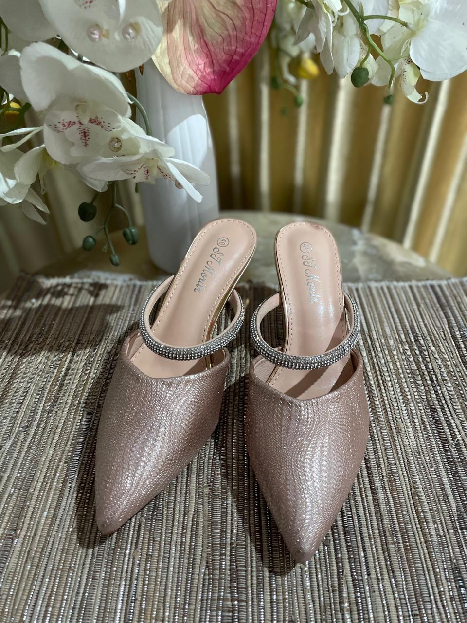Heels STM 11 Rosegold Gliter slip on