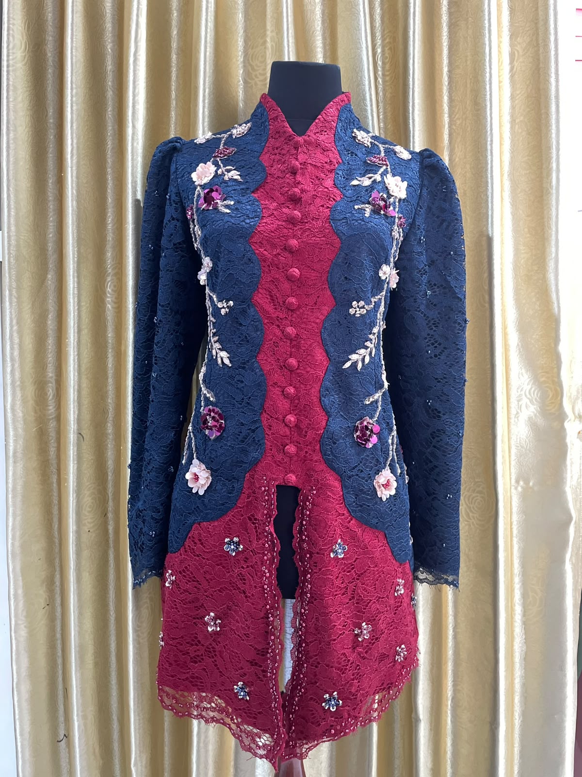 Kebaya Mix Navy-Maroon Premium
