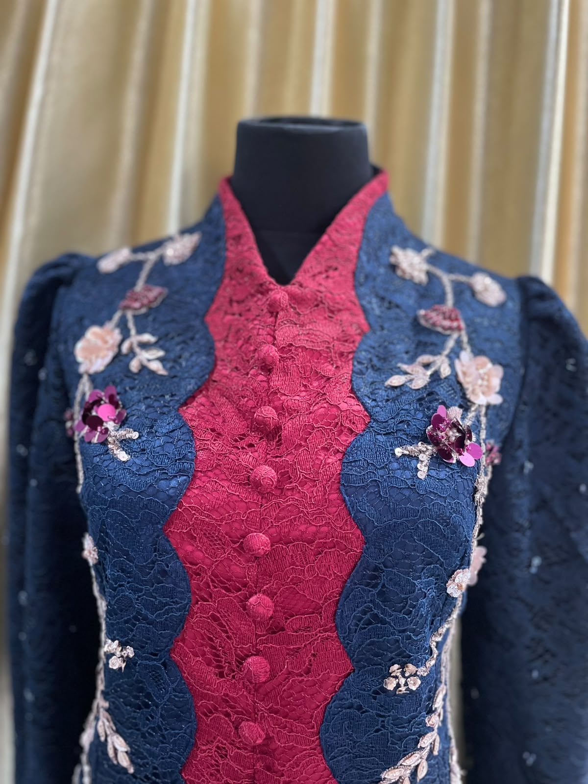 Kebaya Mix Navy-Maroon Premium