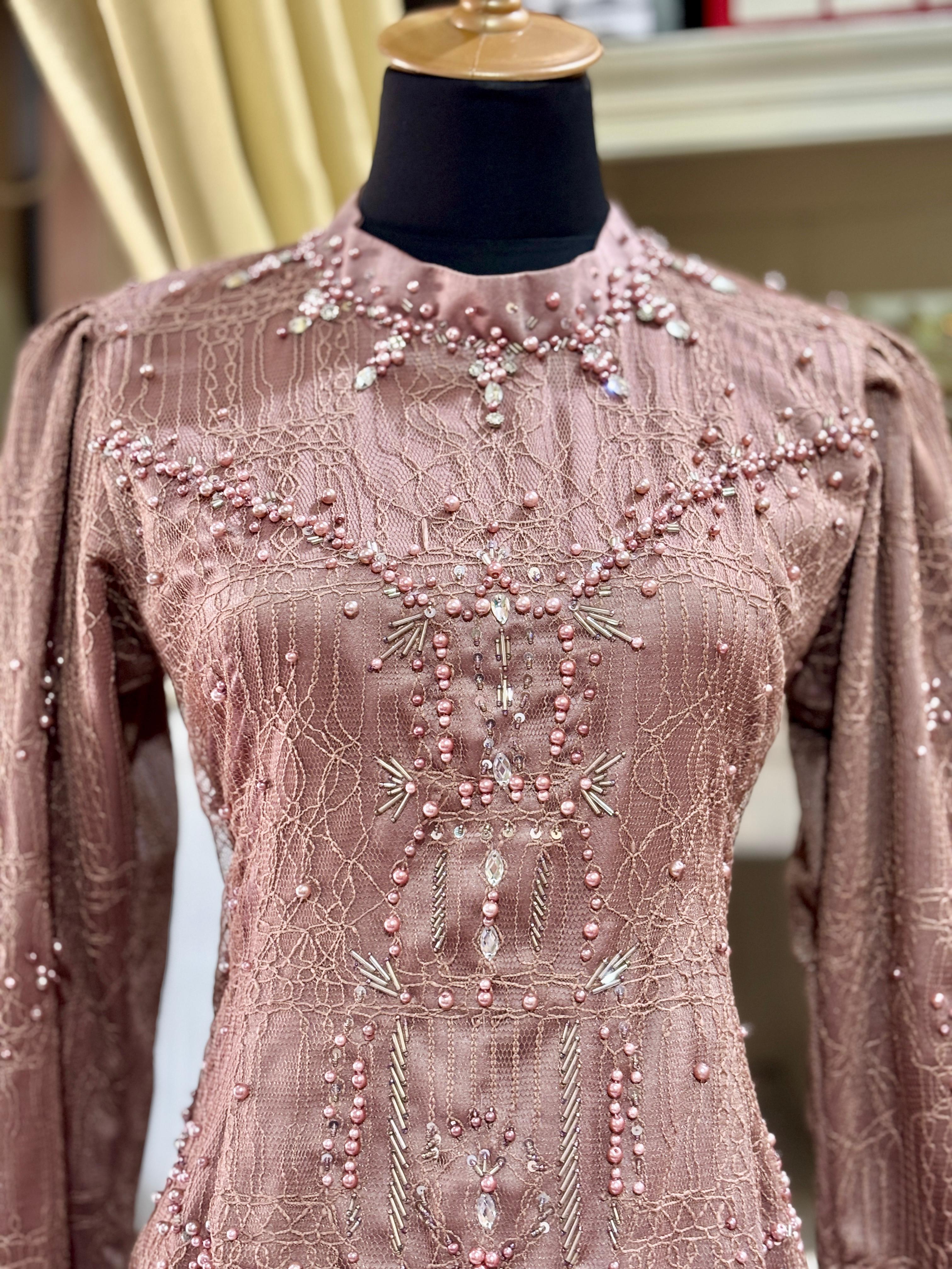 Kebaya Brokat Mocca-Rosegold