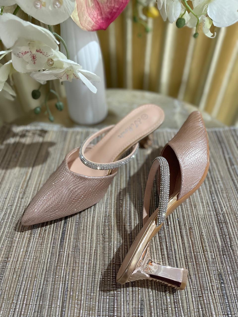 Heels STM 11 Rosegold Gliter slip on