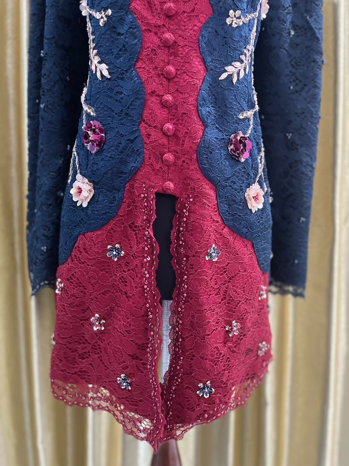 Kebaya Mix Navy-Maroon Premium